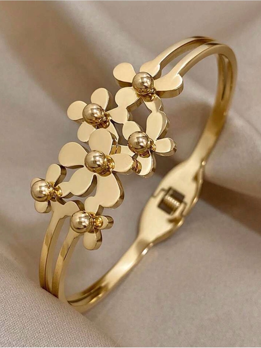 Gold Floral Cuff Bracelet - Picture 6 of 7